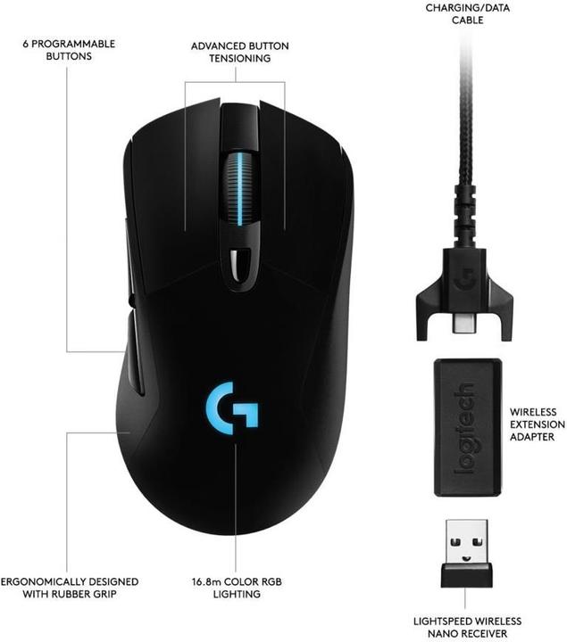 Actual product image Logitech G G703 Lightspeed (Cable, Wireless)