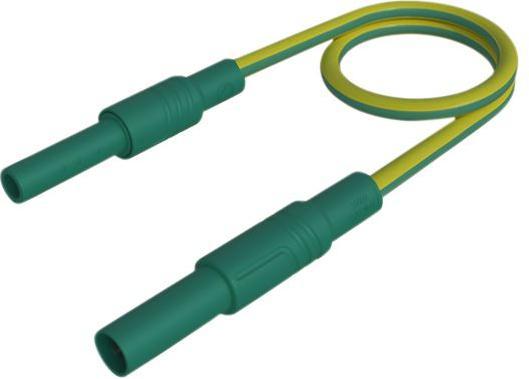 Hirschmann Test & Measurement Messleitung, Stecker, 4 mm - Buchse, 4 mm, Grün / gelb, Messing, vernickelt, 1m
