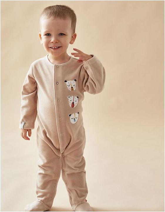 Immagine prodotto Noukies Tuta in velluto con teste di tigre beige taglia 74 (74)