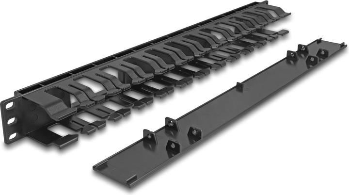 Actual product image Delock 48.30cm (19"") cable management patch panel with 2 openings 1 U black