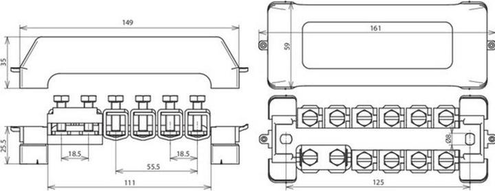 Image du produit Dehn SOEHNE Rail d'équipotentialité K12 avec capot PAS 11AK