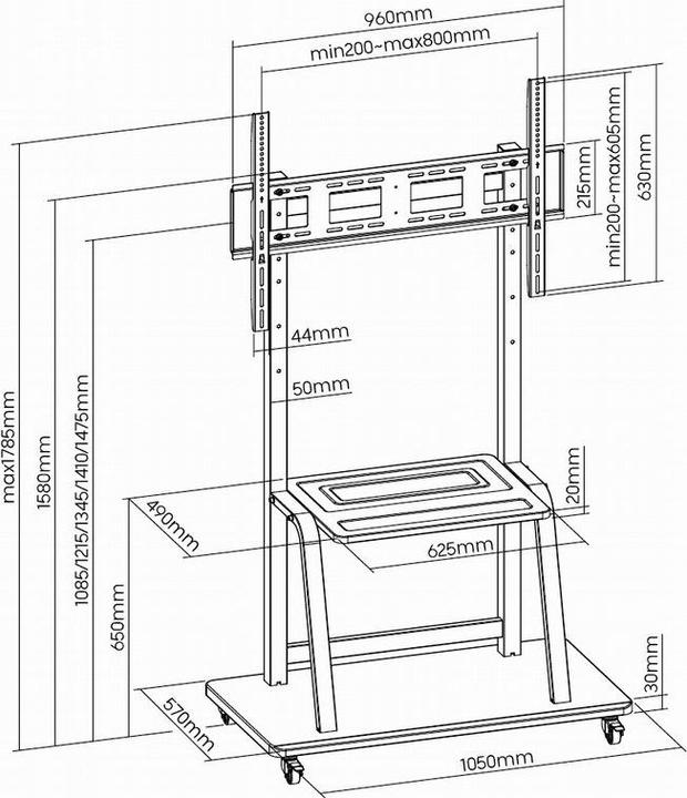 Image du produit Gembird TV floor stand with caster wheel (100", 150 kg)