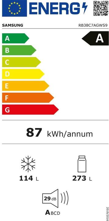 Etichetta energetica Samsung Combinazione frigorifero-congelatore RB7300 Bespoke (387 l)