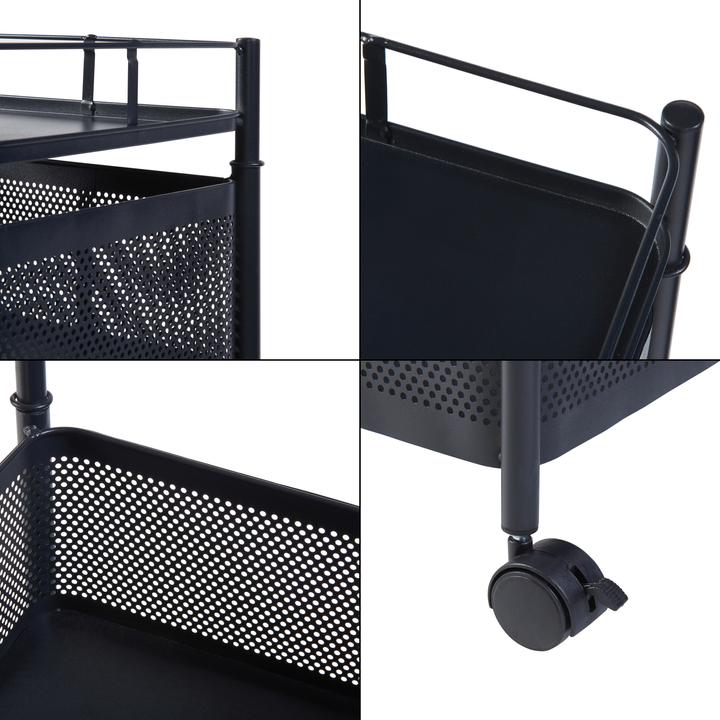 Produktbild En.Casa Rollwagen Sunndal mit 5 Ebenen 94,5x27x27cm Schwarz