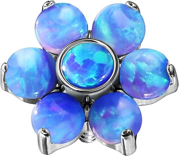 Actual product image Star Piercing Dermal Anchor Flower Opal blue (without brass, Surgical steel 316L)