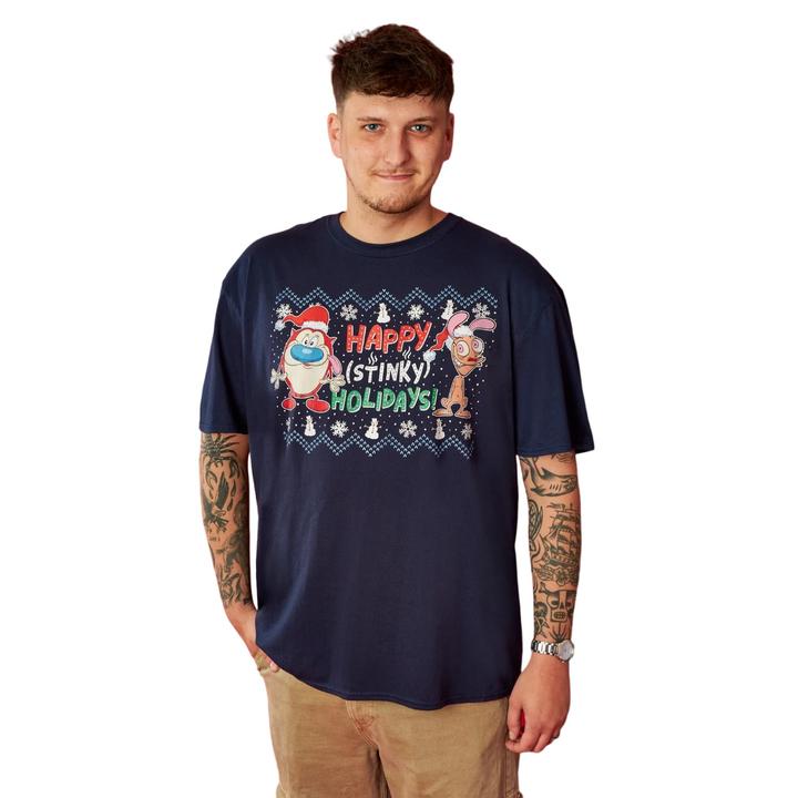 Immagine prodotto Ren & Stimpy Maglietta Uomo Happy Stinky Holidays (S)