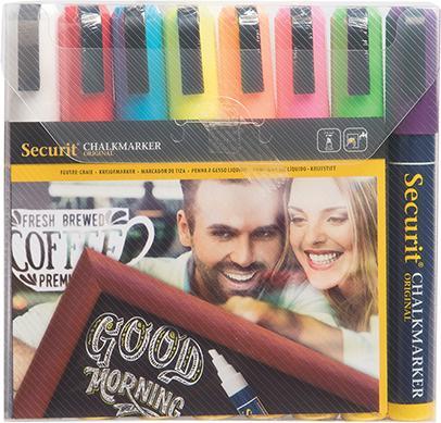 Securit Kreidemarker ORIGINAL MEDIUM, 8er Etui, Grundfarben (Mehrfarbig, 6 mm, 8 x)