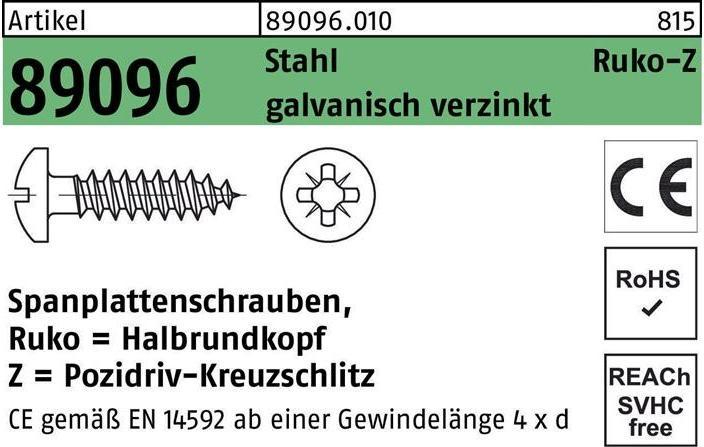 Produktbild Dönges Spanplattenschraube panhead Z, Kreuzschlitz PZ, 4,5 x 50 mm (500 Schrauben pro Stück)