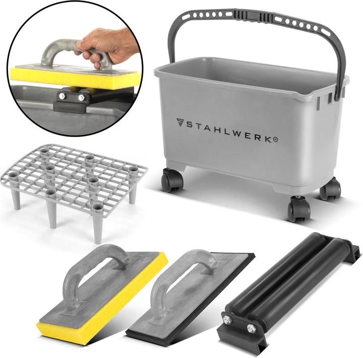 Image du produit Stahlwerk Kit de lavage carrelage Pro Kit de lavage carreleur 5 pièces avec seau de 24 litres