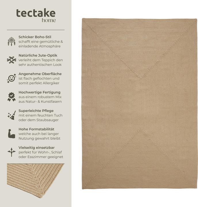 Immagine prodotto tectake Tappeto intrecciato Vibe in juta, stile boho-chic (230 x 160 cm)