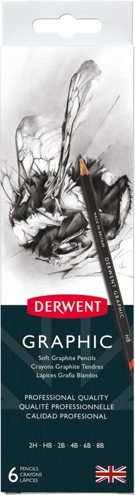 Produktbild Derwent Stifteset Graphic 6er (2H, 6B, 2B, 4B, HB, 8B, 6 x)