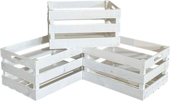 Natura Punto Holzkisten weiss, 3er Set (29 x 39 x 21 cm)