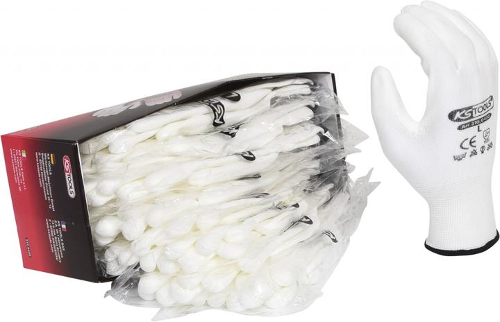 Actual product image KS Tools Micro fine-knit gloves-white, 9, 12 pairs (9)