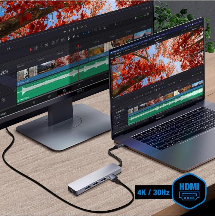Produktbild Akashi 5 In 1 Hub: USB Type-C- Multiply The Possibilities Of Yo (USB-C)