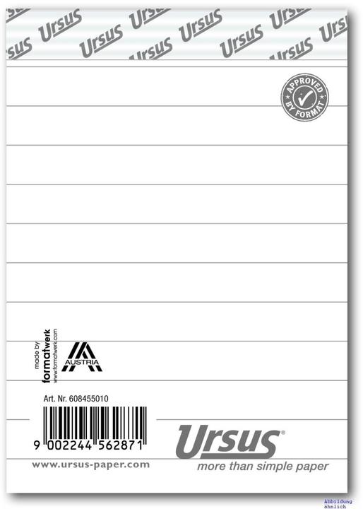 Valeurs nutritives et ingrédients Ursus Bloc-notes (A7, À rayures)