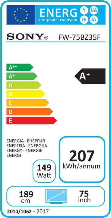 Label énergétique Sony Fw-75bz35f (3840 x 2160 pixels, 75")