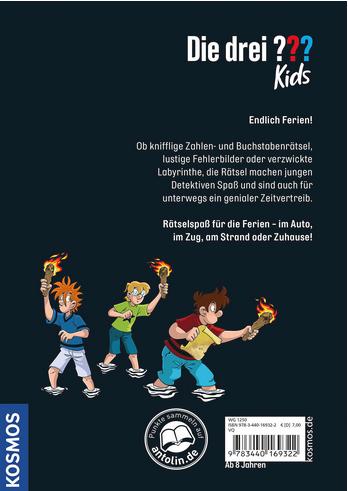 Actual product image Kosmos Die drei??? Kids Ferienrätselbuch (German, Ulf Blanck, Jan Sasse, Kim Schmidt, 2023)