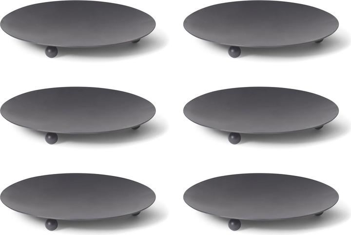 Actual product image Novaliv 6x Candle Holder Decorative Plate Pillar Candles BLACK 12cm Candle Plate Metal Round (12 x 12 cm)
