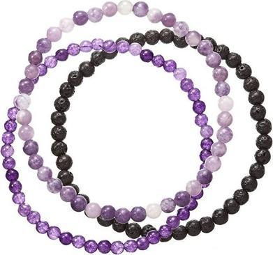 Evolution Group Set Of Beaded Bracelets Made Of Mineral Stones 43043.3 Purple