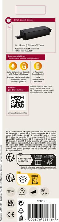 Image du produit Paulmann URail Zigbee variateur/commutateur
