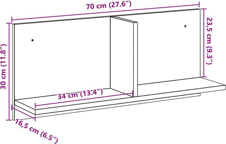 Produktbild VidaXL Wandschrank (70 x 16.5 x 30 cm)