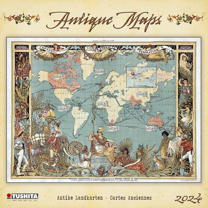 Image du produit Antique Maps 2024 (30 x 30 cm, Couverture rigide, Tchèque, Polonais, Néerlandais, Italien, Anglais, Espagnol, Allemand, Français)