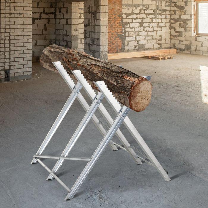 Immagine prodotto Swisshandel24 Cavalletto pieghevole per motosega Telaio per legna da ardere Metallo argento 83 x 83 x 79 cm (83 cm, 83 cm)