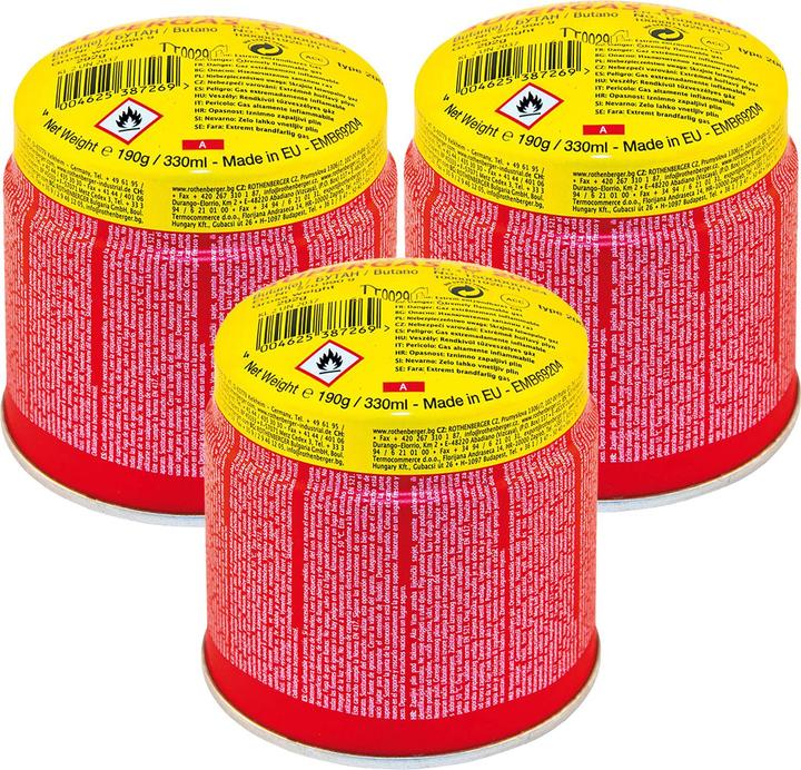 Rothenberger Gas cartridge set of 3, 190g /330ml per cartridge