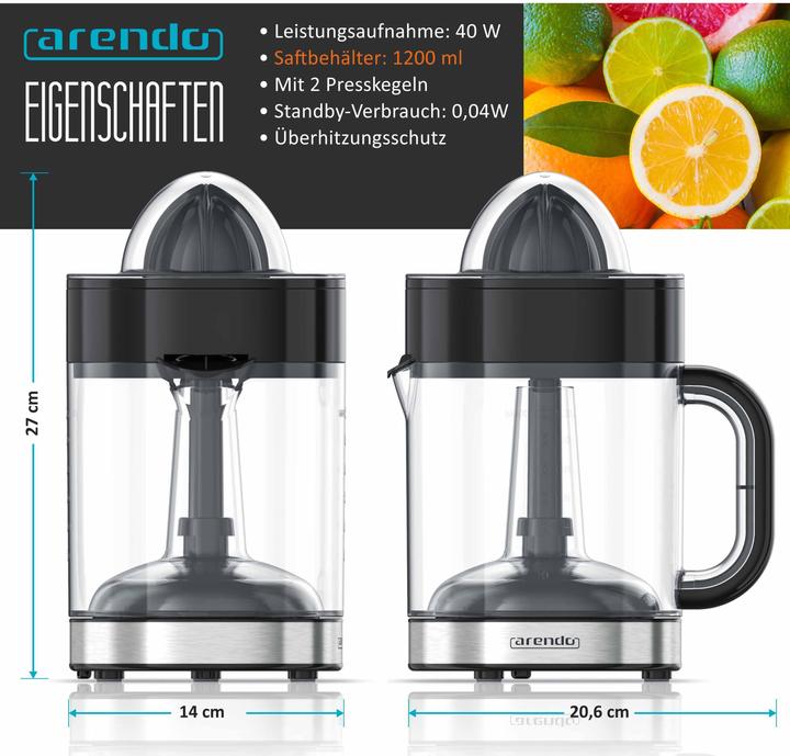 Produktbild Arendo Zitronenpresse Orangenpresse Limettenpresse Entsafter