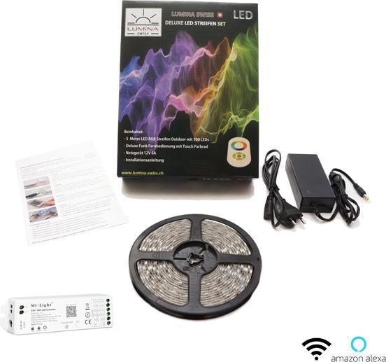 Produktbild Lumina Swiss LED-Streifen-Set Multicolor Ultra (RGB+KW/WW) 5m Premium Indoor Smartphone Alexa (Mehrfarbig, 500 cm, Indoor)