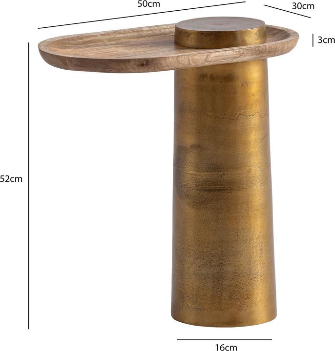 Produktbild FineBuy Beistelltisch Anstelltisch Massivholz Metall 50x30 cm Wohnzimmertisch