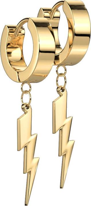 Image du produit Star Piercing Boucles d'oreilles à clapet doré avec pendentif éclair (sans laiton, Acier chirurgical 316L)