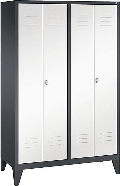 Image du produit C+P CLASSIC Vestiaire sur pieds, portes battantes l'une vers l'autre (120 cm, 185 cm)