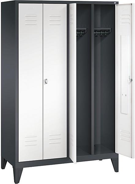 Image du produit C+P CLASSIC Vestiaire sur pieds, portes battantes l'une vers l'autre (120 cm, 185 cm)