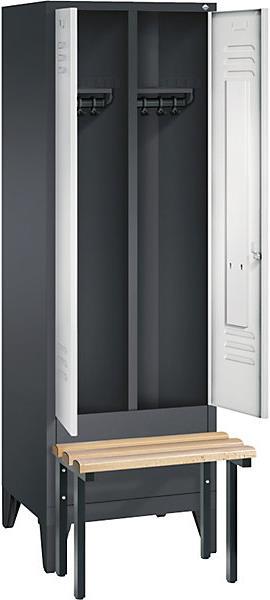 Immagine prodotto C+P Armadio CLASSIC con panca frontale, ante a battente l'una verso l'altra (61 cm, 185 cm)