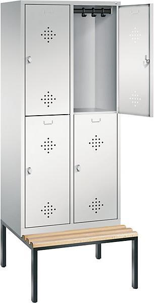 C+P CLASSIC Garderobenschrank mit untergebauter Sitzbank, doppelstöckig (81 cm, 209 cm)