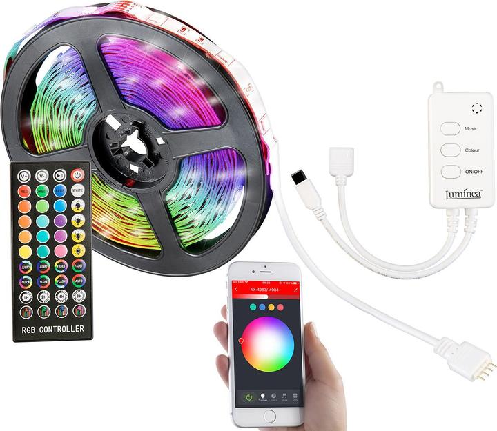 Actual product image Luminea WLAN RGB LED Strip with Sound Control (RGB, 13 cm, Indoor)