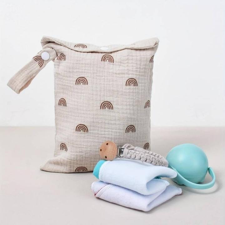 Image du produit Milkii Sac à couches/ trousse de toilette en mousseline de coton, arc-en-ciel