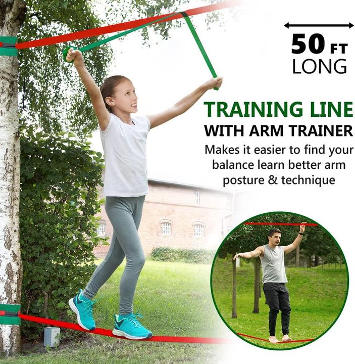 Produktbild Dripex Ninja Slackline Set mit Hindernisparcours (30m, 10 Hindernisse) (30 m)