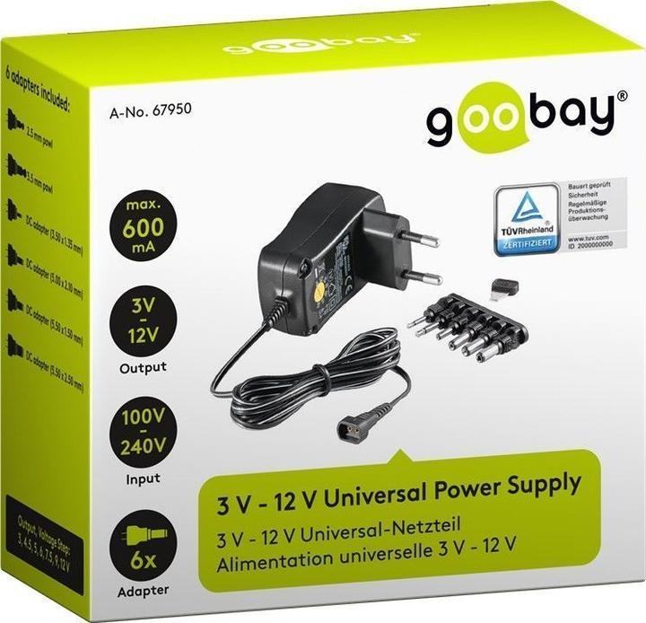 Actual product image Goobay 3 V - 12 V Universal-Netzteil 0.6 A