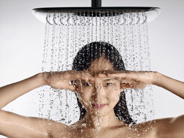Actual product image hansgrohe HG overhead shower PURA VIDA 400 AIR 1jet 400mm DN 15 ceiling connection 100mm chrome (1 Beam types, 21 l/min)