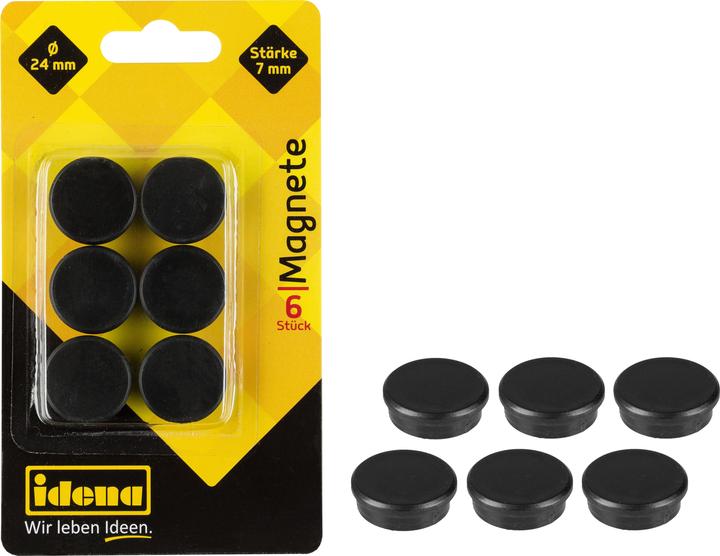 Image du produit Idena Aimants ronds 6 pièces, noir, Ø24mm (6 x)