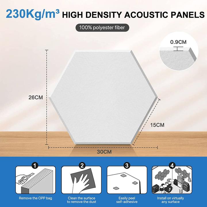 Immagine prodotto Kuchoow Pannelli acustici esagonali con adesivo (12 pz.)