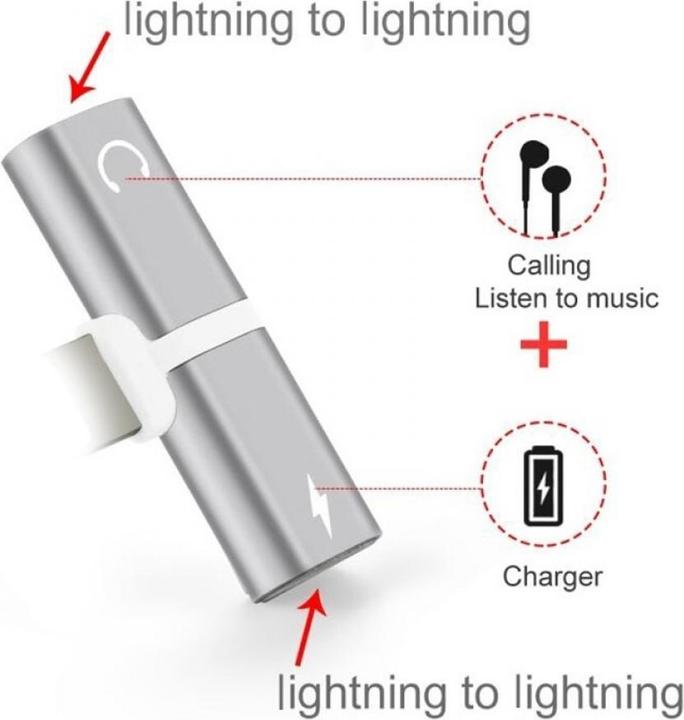Image du produit PowerGuard Adaptateur iPhone Splitter 2 en 1 Double Lightning Audio & Adaptateur de charge (Lightning, Lightning)