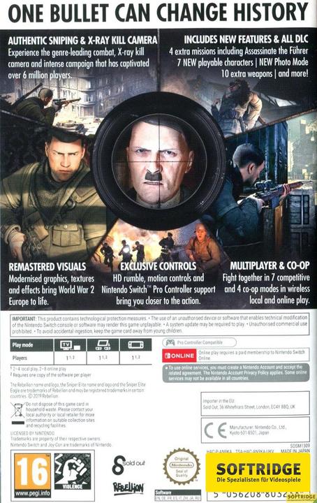Image du produit Sold Out Sniper Elite V2 Remastered -E- (Switch Lite, Switch OLED, Switch, DE)