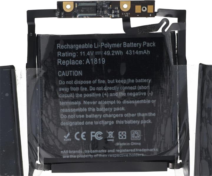 Immagine prodotto AccuCell Batteria adatta per Apple Macbook Pro 13" A1706 Retina 2016 Batteria A1819, circa 226x105x5mm (4314 mAh)