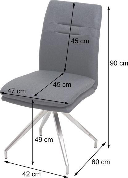 Produktbild Swisshandel24 2x Esszimmerstuhl HWC-H70, Küchenstuhl Lehnstuhl Stuhl, Stoff/Textil Edelstahl gebürstet dunkelgrau