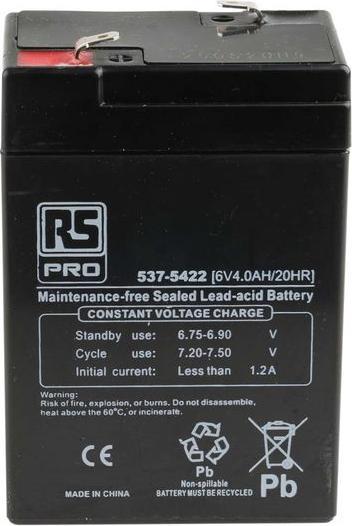 Actual product image Rs Pro RS Sealed lead acid battery (6 V, 4000 mAh)