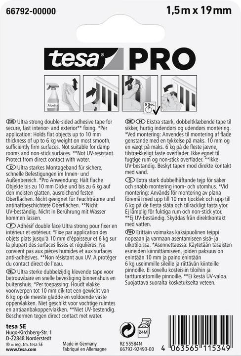 Produktbild tesa PRO Mounting TRANSPARENT Montageband, doppelseitig, selbstklebend (19 mm)