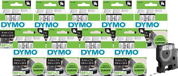 Produktbild Dymo 1x10 D1 Schriftband 9mmx7m auf (0.90 cm, Weiss)